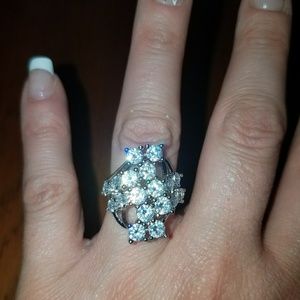 Sterling silver white sapphire ring